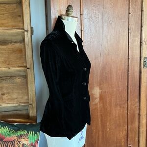 J. Jill Black Velvet Blazer with Grosgrain Knot Buttons and Detailing